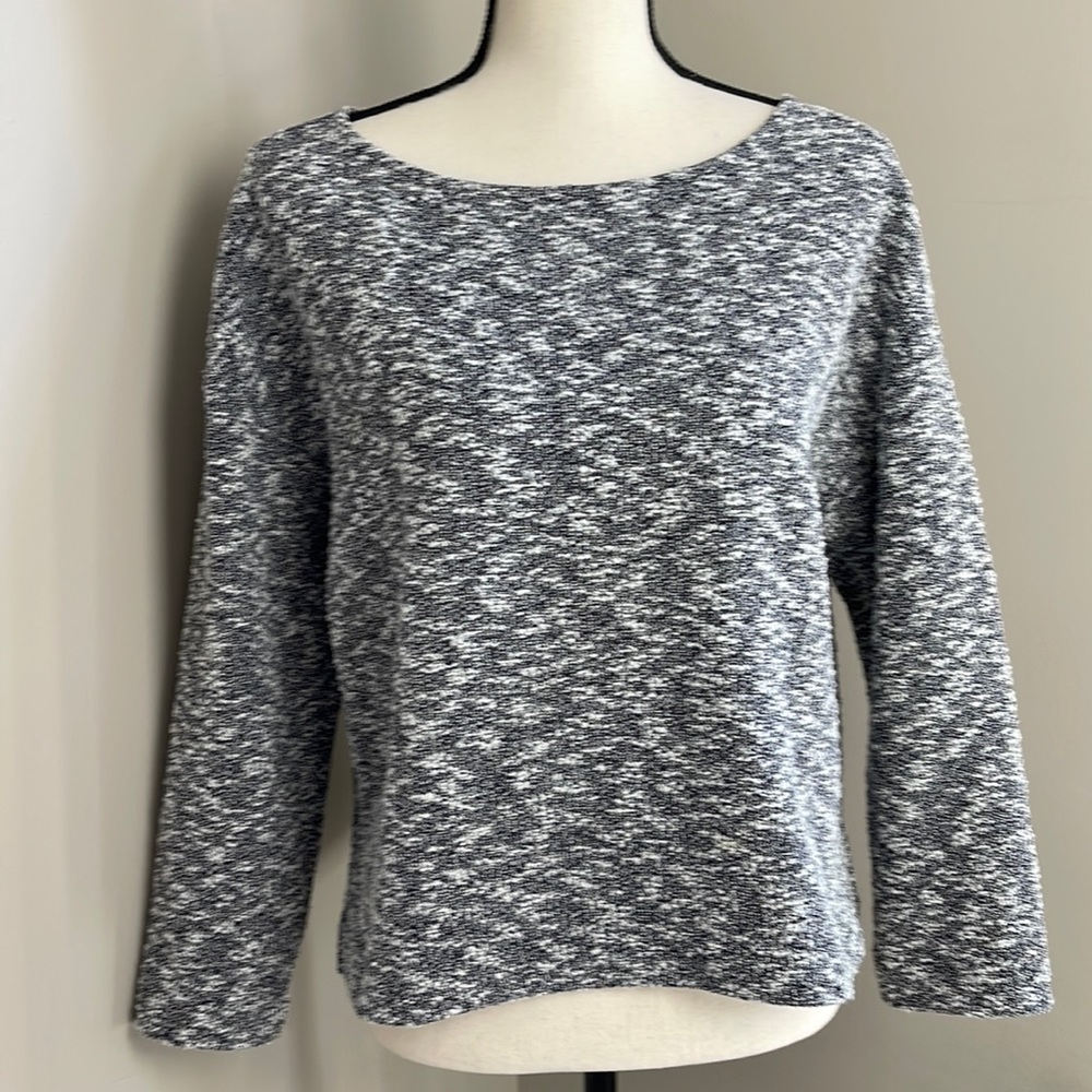 Banana Republic Dark Navy Boucle Cropped Knit Top Size M